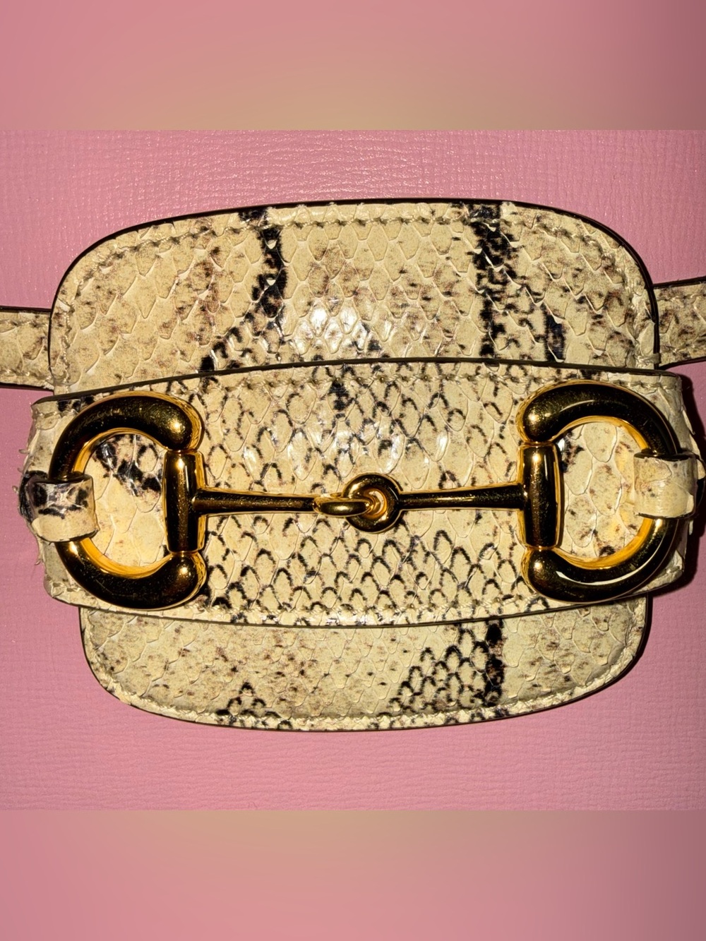 Rare Gucci Limited Edition Horsebit 1955 Blush Pink Leather&Python Crossbody Bag - Picture 6 of 15